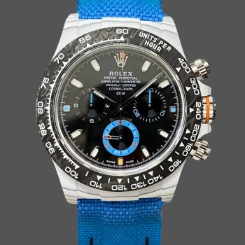 Men's Rolex Daytona Cosmograph Carbon Fiber 40MM with Nylon Strap Black