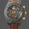 Mens Rolex Daytona Cosmograph DIW Carbon Case Skeleton Dial Brown Strap Skeleton Replica Watch Image