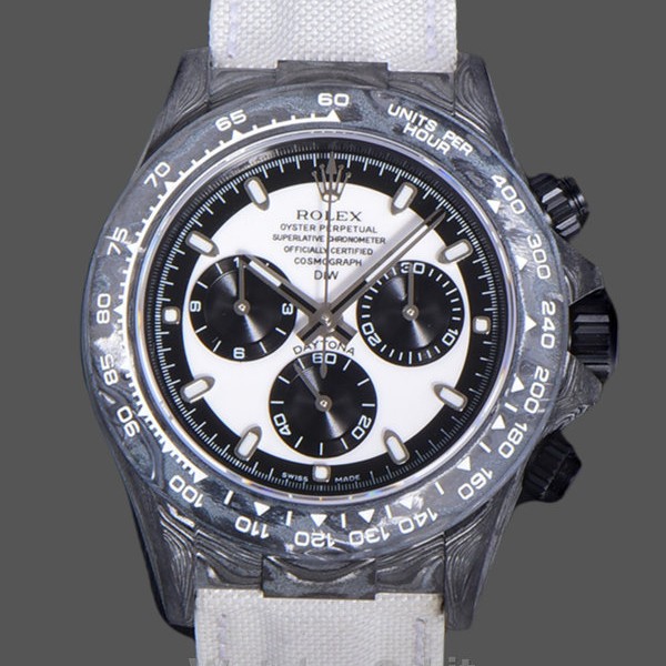 Mens Rolex Daytona DIW Factory Movement Designer Carbon Fiber 40MM White Replica Watch Image