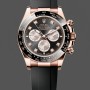 Men's Rolex Daytona-126515LN 0004, Everose Gold Rubber Strap, Black Dial, Diamond, Black