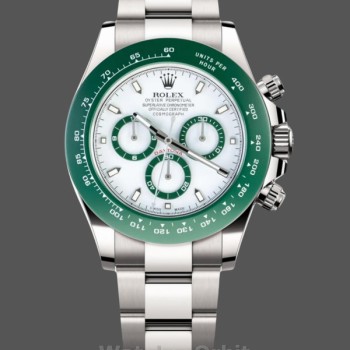 Men's Rolex Daytona 116500LV Green Ceramic Bezel with White Dial White Dial