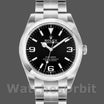 Men's Rolex Explorer 39mm Men's-214270-Stainless Steel-Black Dial Black