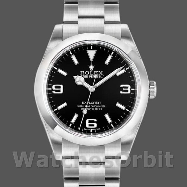Mens Rolex Explorer 39mm Mens-214270-Stainless Steel-Black Dial Black Replica Image