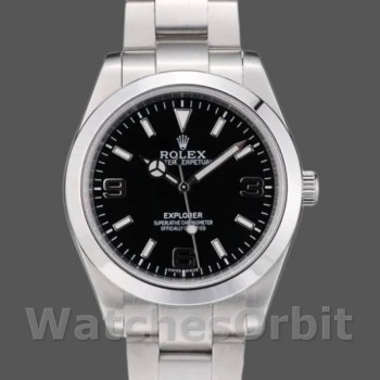 Men's Rolex Explorer 39mm Men's-42002-Stainless Steel-Black Dial Black