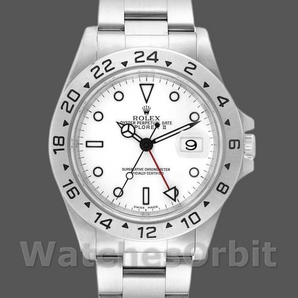 Mens Rolex Explorer II 40mm Mens-16570-Stainless Steel-White Dial White Replica Image