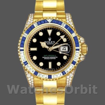 Unisex's Rolex GMT-Master II 40mm Men's-116758-Diamond-Black Dial Black