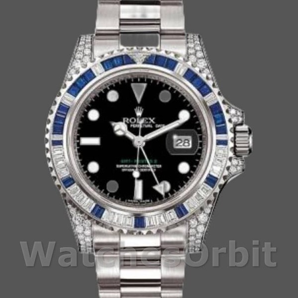 Mens Rolex GMT‑Master II-116759SA, 40mm, White Gold, Black Dial, Men’s Black Replica Watch Image