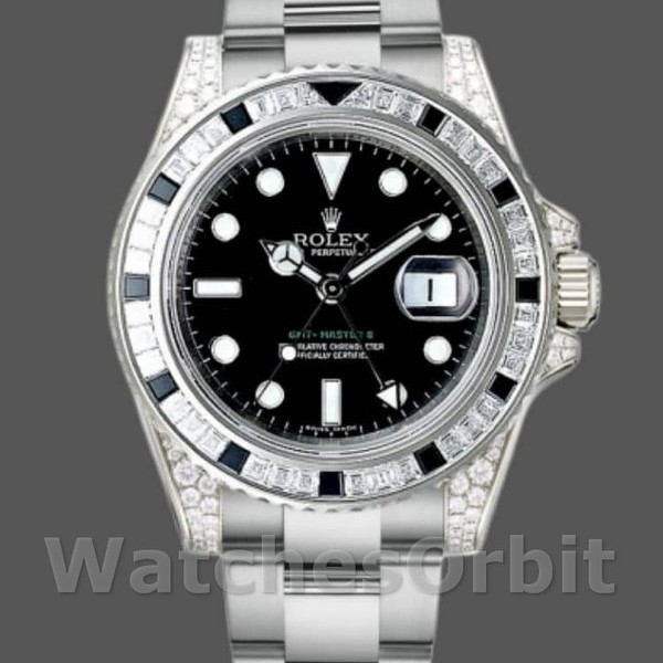 Unisexs Rolex GMT-Master II 40mm Mens-116759SANR-Black Dial Black Replica Image