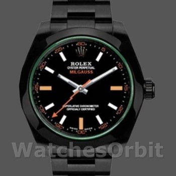 Men's Rolex Milgauss 40mm Men's-116400GV-Green Crystal-Stainless Steel/PVD-Black Dial Black