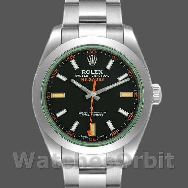 Mens Rolex Milgauss 40mm Mens-116400GV-Stainless Steel-Black Dial Black Replica Image