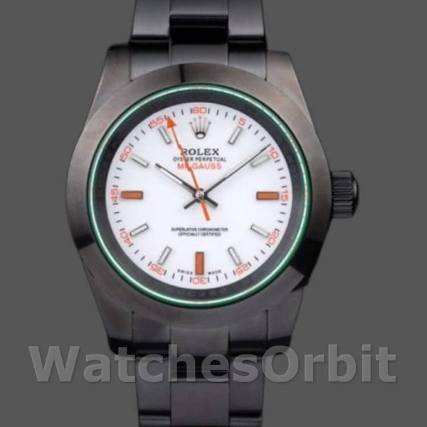 Mens Rolex Milgauss 40mm Mens-PR116610-Stainless Steel-White Dial Black Replica Image