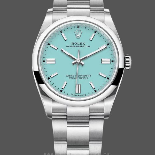 Mens 2024 Rolex Oyster Perpetual-126000, Stainless Steel, Baby Blue Dial, Blue Replica Watch Image