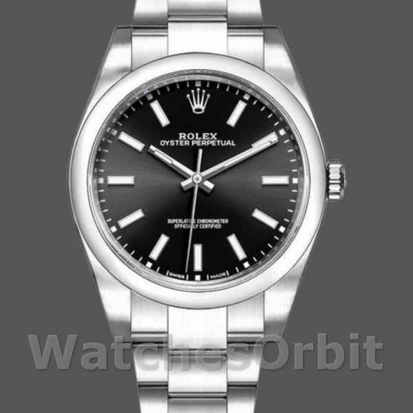 Mens Rolex Oyster Perpetual 39mm Mens-114300-Black Dial Black Replica Image