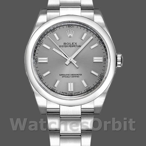 Unisexs Rolex Oyster Perpetual 36mm Unisex-116000-Rhodium Grey Dial Grey Replica Image
