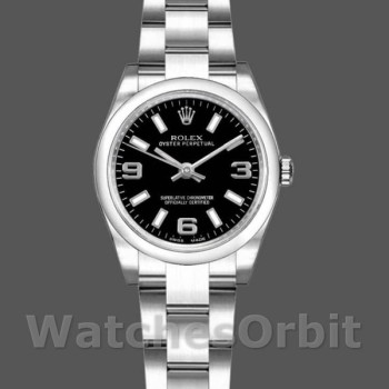 Women's Rolex Oyster Perpetual 26mm Women's-176200-Black Dial-Stainless Steel Black