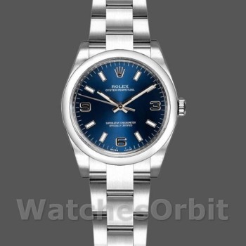Women's Rolex Oyster Perpetual 26mm Women's-176200-Blue Dial-Domed Bezel Blue