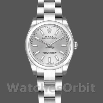 Women's Rolex Oyster Perpetual 26mm Women's-176200-Silver Index-Stainless Steel Silver