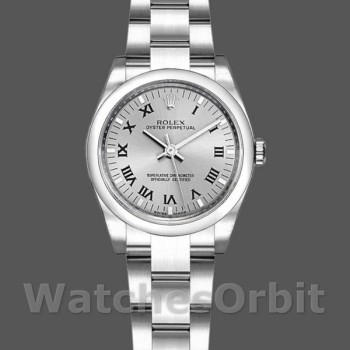 Women's Rolex Oyster Perpetual 26mm Women's-176200-Silver Roman Numeral Dial Silver