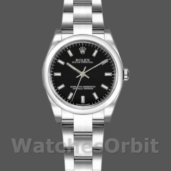 Women's Rolex Oyster Perpetual 26mm Women's-176200-Stainless Steel-Black Index Dial Black