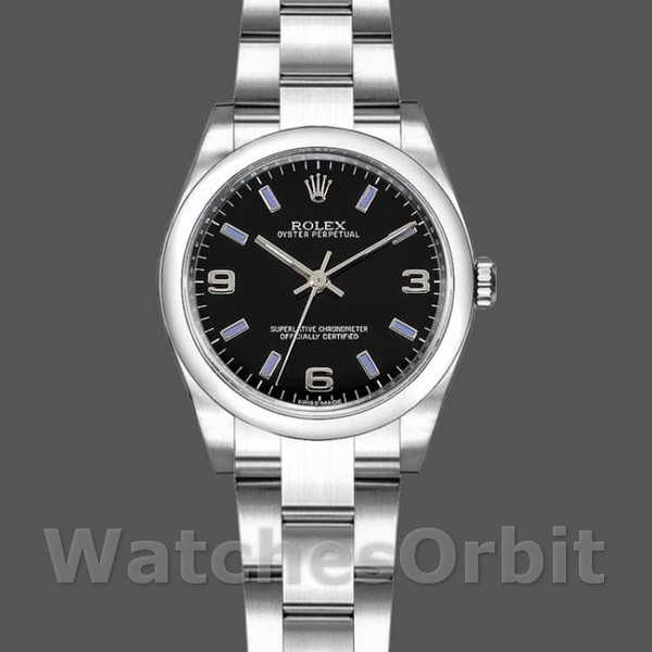 Womens Rolex Oyster Perpetual 26mm Womens-176200-Stainless Steel-Blue Index Dial Blue Replica Image