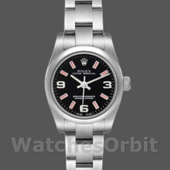 Women's Rolex Oyster Perpetual 26mm Women's-176200-Stainless Steel-Black Dial Black