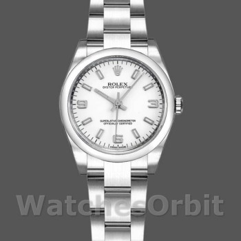 Women's Rolex Oyster Perpetual 26mm Women's-176200-Stainless Steel-White Dial White