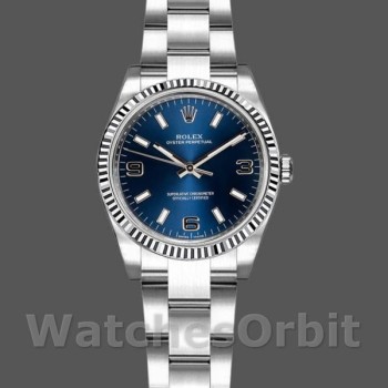 Women's Rolex Oyster Perpetual 26mm Women's-176234-Fluted Bezel-Blue Dial Blue