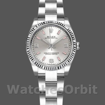 Women's Rolex Oyster Perpetual 26mm Women's-176234-Silver Dial-Pink Baton Silver