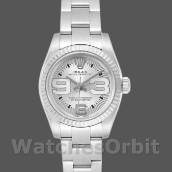 Women's Rolex Oyster Perpetual 26mm Women's-176234-Silver Maxi Arabic Dial Silver
