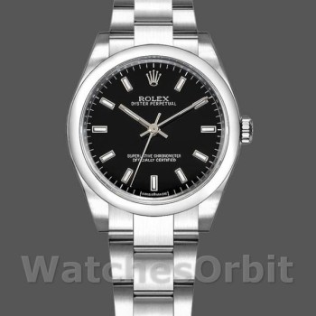 Women's Rolex Oyster Perpetual 31mm Women's-177200-Black Index Dial-Domed Bezel Black