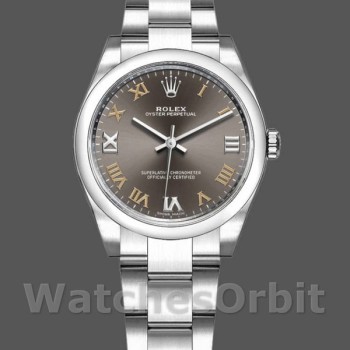 Women's Rolex Oyster Perpetual 31mm Women's-177200-Dark Grey Dial-Domed Bezel Dark Grey