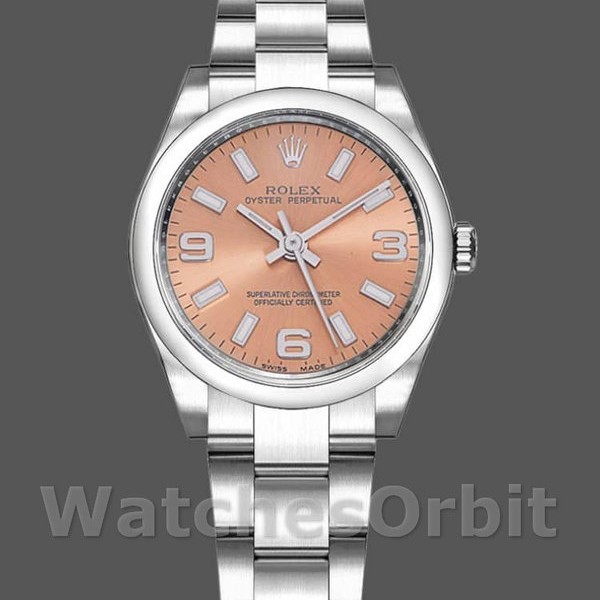 Womens Rolex Oyster Perpetual 31mm Womens-177200-Pink Dial-Domed Bezel Pink Replica Image