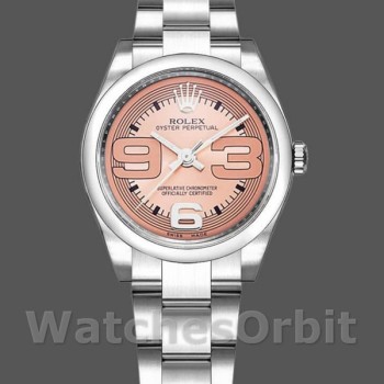 Women's Rolex Oyster Perpetual 31mm Women's-177200-Pink Maxi Arabic Dial-Domed Bezel Pink