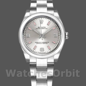 Women's Rolex Oyster Perpetual 31mm Women's-177200-Silver Dial-Pink Markers Silver