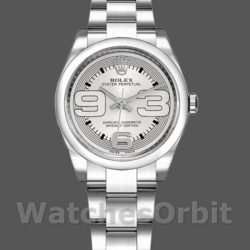 Women's Rolex Oyster Perpetual 31mm Women's-177200-Silver Maxi Arabic Dial Silver