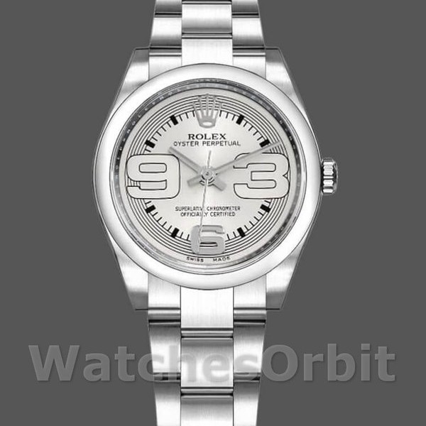 Womens Rolex Oyster Perpetual 31mm Womens-177200-Silver Maxi Arabic Dial Silver Replica Watch Image