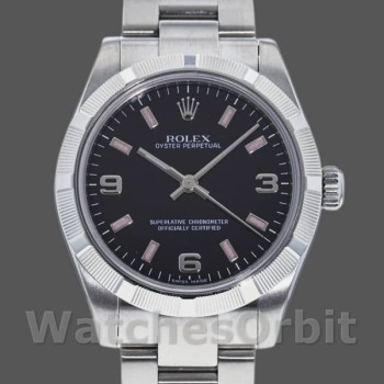 Women's Rolex Oyster Perpetual 31mm Women's-177210-Black Dial-Pink Baton Black