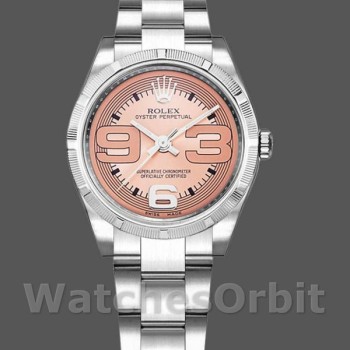 Women's Rolex Oyster Perpetual 31mm Women's-177210-Pink Maxi Arabic Dial Pink