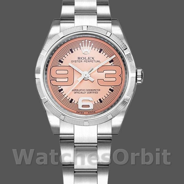 Womens Rolex Oyster Perpetual 31mm Womens-177210-Pink Maxi Arabic Dial Pink Replica Watch Image