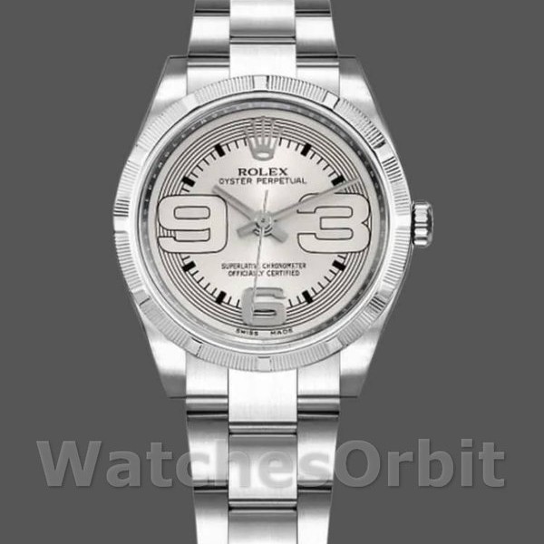 Womens Rolex Oyster Perpetual 31mm Womens-177210-Silver Maxi Arabic Dial Silver Replica Watch Image