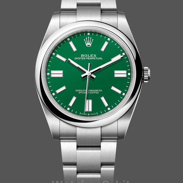 Mens Rolex Oyster Perpetual 41 Green Dial Stainless Steel 124300 Green Dial Replica Image