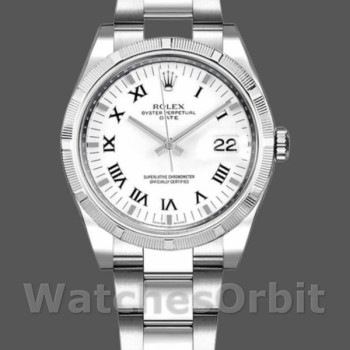 Unisex's Rolex Oyster Perpetual Date 36mm Unisex-115210-White Roman Numeral Dial White