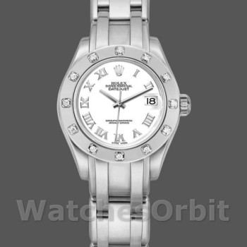 Women's Rolex Pearlmaster 29mm Women's-80319-White Roman Dial Luxury