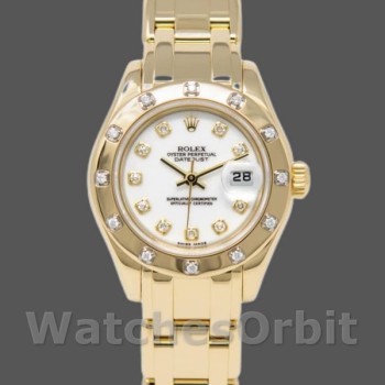 Women's Rolex Pearlmaster 29mm Women's-80318-Yellow Gold-White Dial Luxury