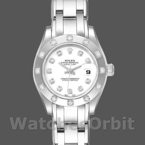 Womens Rolex Pearlmaster 29mm Womens-80319-White Dial-Diamond Luxury Replica Image