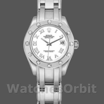 Women's Rolex Pearlmaster 29mm Women's-80319-White Roman Dial Luxury
