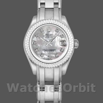 Women's Rolex Pearlmaster 34mm Women's-81339-White MOP Diamond Dial Luxury