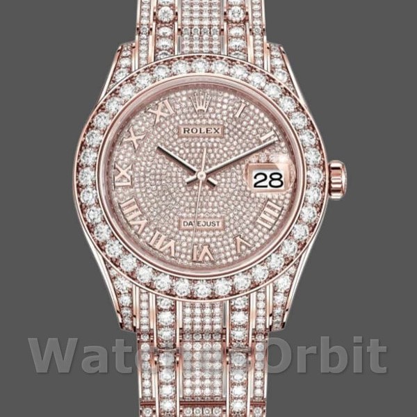 Mens Rolex Pearlmaster 39mm Mens-86405RBR-Everose Gold-Paved Diamond Dial Luxury Replica Image