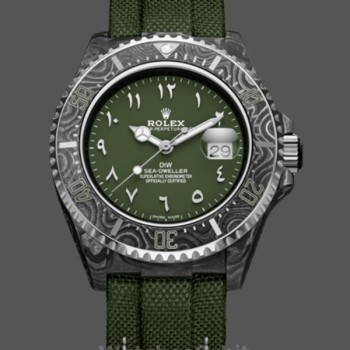 Men's Rolex Sea-Dweller DIW Carbon HUNTER 43MM Arabic Numerals Green Dial