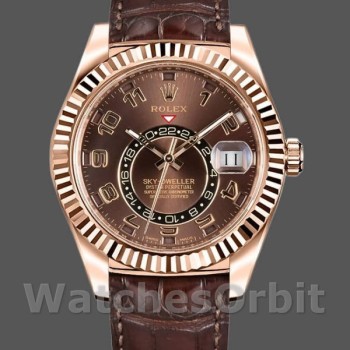 Men's Rolex Sky-Dweller 42mm Men's-326135-Chocolate Arabic Sunray Brown Dial Chocolate